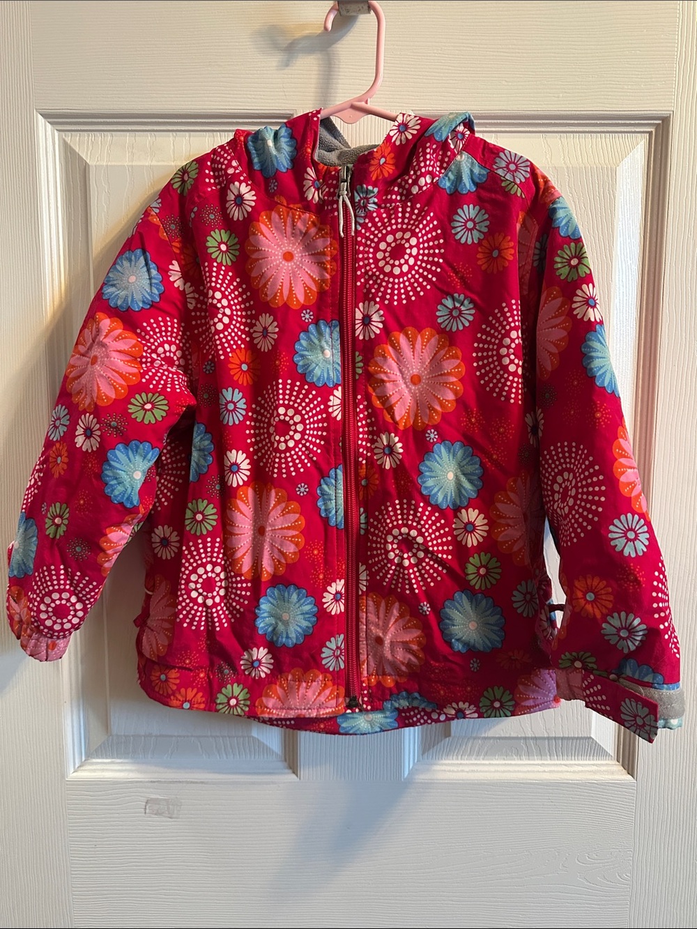 Girls' Hot Pink Hooded Fleece Lined Windbreaker